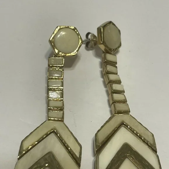 Akola gold tone horn drop Dangle statement earrings Elegant Boho Chevron - Picture 5 of 9